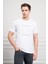 Erkek Beyaz Trend Bisiklet Yaka Dinamik Fit Pamuk T-Shirt 3