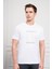 Erkek Beyaz Trend Bisiklet Yaka Dinamik Fit Pamuk T-Shirt 4