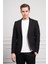 Erkek Siyah Slim Fit Dar Kesim Mono Yaka Ceket 2