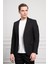 Erkek Siyah Slim Fit Dar Kesim Mono Yaka Ceket 3