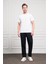 Erkek Beyaz Trend Bisiklet Yaka Dinamik Fit Pamuk T-Shirt 2