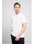 Erkek Beyaz Trend Bisiklet Yaka Dinamik Fit Pamuk T-Shirt 3