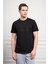 Erkek Siyah Trend Bisiklet Yaka Dinamik Fit Pamuk T-Shirt 1