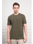 Erkek Haki Trend Bisiklet Yaka Dinamik Fit T-Shirt 1