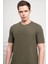 Erkek Haki Trend Bisiklet Yaka Dinamik Fit T-Shirt 4