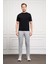 Erkek Siyah Trend Bisiklet Yaka Dynamic Fit Rahat Kesim Rayon T-Shirt 2