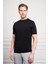 Erkek Siyah Trend Bisiklet Yaka Dynamic Fit Rahat Kesim Rayon T-Shirt 4