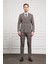 Erkek Kahve Trend Slim Fit Sivri Yaka Kruvaze Takım Elbise 2