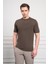 Erkek Haki Trend Bisiklet Yaka Dynamic Fit Rahat Kesim Rayon T-Shirt 1