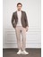 Erkek Kahve Dokuma Slim Fit Dar Kesim Mono Yaka Ceket 2