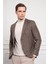 Erkek Kahve Dokuma Slim Fit Dar Kesim Mono Yaka Ceket 3