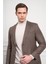 Erkek Kahve Dokuma Slim Fit Dar Kesim Mono Yaka Ceket 4