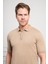 Erkek Bej Basic Polo Yaka Dynamic Fit T-Shirt 4