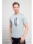 Erkek Indigo Trend Bisiklet Yaka Dinamik Fit Pamuk T-Shirt 3