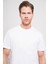 Erkek Beyaz Trend Bisiklet Yaka Dinamik Fit Pamuk T-Shirt 5
