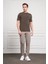 Erkek Haki Trend Bisiklet Yaka Dynamic Fit Rahat Kesim Rayon T-Shirt 2