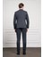 Erkek Lacivert Trend Slim Fit Dar Kesim Sivri Yaka Kruvaze Takım Elbise 5