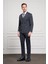 Erkek Lacivert Trend Slim Fit Dar Kesim Sivri Yaka Kruvaze Takım Elbise 2