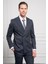 Erkek Lacivert Trend Slim Fit Dar Kesim Sivri Yaka Kruvaze Takım Elbise 3