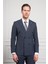Erkek Lacivert Trend Slim Fit Sivri Yaka Kruvaze Takım Elbise 1