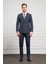 Erkek Lacivert Trend Slim Fit Sivri Yaka Kruvaze Takım Elbise 2