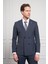 Erkek Lacivert Trend Slim Fit Sivri Yaka Kruvaze Takım Elbise 5