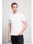 Erkek Beyaz Basic Bisiklet Yaka Dynamic Fit Pamuk T-Shirt 4
