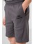 Taş-Antrasit Pamuklu Oversize Fit Dokuma Hafif Esnek Chino Erkek Çocuk Şort Takım - 11276 3