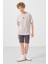 Taş-Antrasit Pamuklu Oversize Fit Dokuma Hafif Esnek Chino Erkek Çocuk Şort Takım - 11276 5