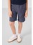 Lacivert-Kot Lacivert Pamuklu Oversize Fit Dokuma Hafif Esnek Chino Erkek Çocuk Şort Takım - 11276 1