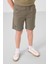 Koyu Bej-Camel Pamuklu Oversize Fit Dokuma Hafif Esnek Chino Erkek Çocuk Şort Takım - 11277 1