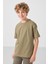 Koyu Bej-Camel Pamuklu Oversize Fit Dokuma Hafif Esnek Chino Erkek Çocuk Şort Takım - 11277 4