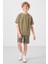 Koyu Bej-Camel Pamuklu Oversize Fit Dokuma Hafif Esnek Chino Erkek Çocuk Şort Takım - 11277 5