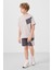 Taş-Antrasit Pamuklu Oversize Fit Dokuma Hafif Esnek Chino Erkek Çocuk Şort Takım - 11275 1