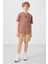 Tarçın-Koyu Bej Pamuklu Oversize Fit Dokuma Hafif Esnek Chino Erkek Çocuk Şort Takım - 11276 5
