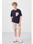Lacivert-Taş Pamuklu Oversize Fit Dokuma Hafif Esnek Chino Erkek Çocuk Şort Takım - 11278 3