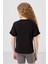 Siyah Pamuklu O Yaka Oversize Fit Basic Kız Çocuk T-Shirt - 75182 5