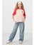 Bej O Yaka Pamuklu Baskılı Oversize Fit Kız Çocuk T-Shirt - 75179 5