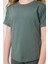 Açık Yeşil Pamuklu O Yaka Oversize Fit Basic Kız Çocuk T-Shirt - 75182 3