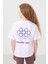 Beyaz Pamuklu O Yaka Oversize Fit Baskılı Kız Çocuk T-Shirt - 75178 4