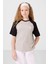 Gri Melanj O Yaka Pamuklu Baskılı Oversize Fit Kız Çocuk T-Shirt - 75179 3
