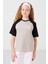 Gri Melanj O Yaka Pamuklu Baskılı Oversize Fit Kız Çocuk T-Shirt - 75179 5