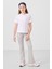 Beyaz Pamuklu O Yaka Oversize Fit Basic Kız Çocuk T-Shirt - 75182 2