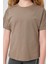 Koyu Bej Pamuklu O Yaka Oversize Fit Basic Kız Çocuk T-Shirt - 75182 4