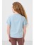 Açık Mavi Pamuklu O Yaka Oversize Fit Basic Kız Çocuk T-Shirt - 75182 5