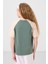 Açık Yeşil O Yaka Pamuklu Baskılı Oversize Fit Kız Çocuk T-Shirt - 75179 4