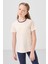 Ekru-Indigo Pamuklu O Yaka Standart Fit Basic Ispanyol Paça Kız Çocuk Tayt Takım - 75192 2