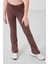 Kahverengi Esnek Standart Fit Basic Performans Ispanyol Paça Kız Çocuk Tayt - 75193 1
