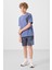 Koyu Mavi-Kot Lacivert Pamuklu Oversize Fit Dokuma Hafif Esnek Chino Erkek Çocuk Şort Takım - 11275 1