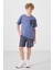 Koyu Mavi-Kot Lacivert Pamuklu Oversize Fit Dokuma Hafif Esnek Chino Erkek Çocuk Şort Takım - 11275 5